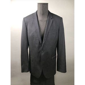 HUGO BOSS Suit Huge3/Genius2 US 42L Slim Fit Navy Blue Plaid Check